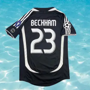 06 07 Away retro Black No.23 Beckham Short sleeve Soccer jersey