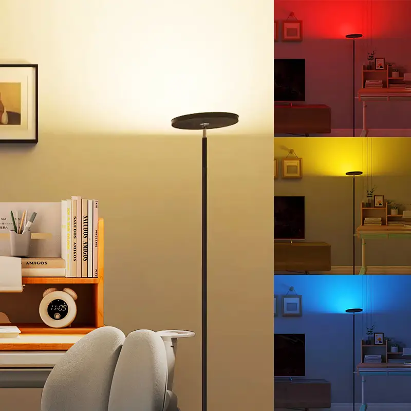 FULSUNT RGB Torchiere Floor Lamps for Living Room - LED Standing Lamp with Remote floor lamps, black neon light, sunset lamps