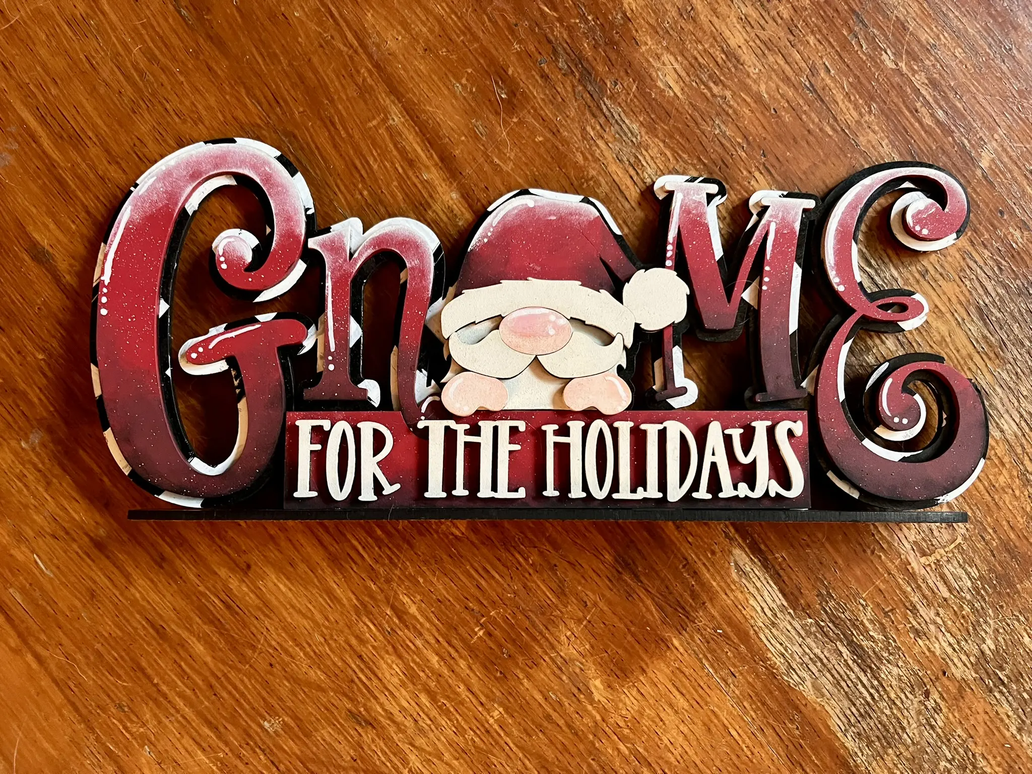 Gnome For The Holidays Sign unpainted pressboard craft kit