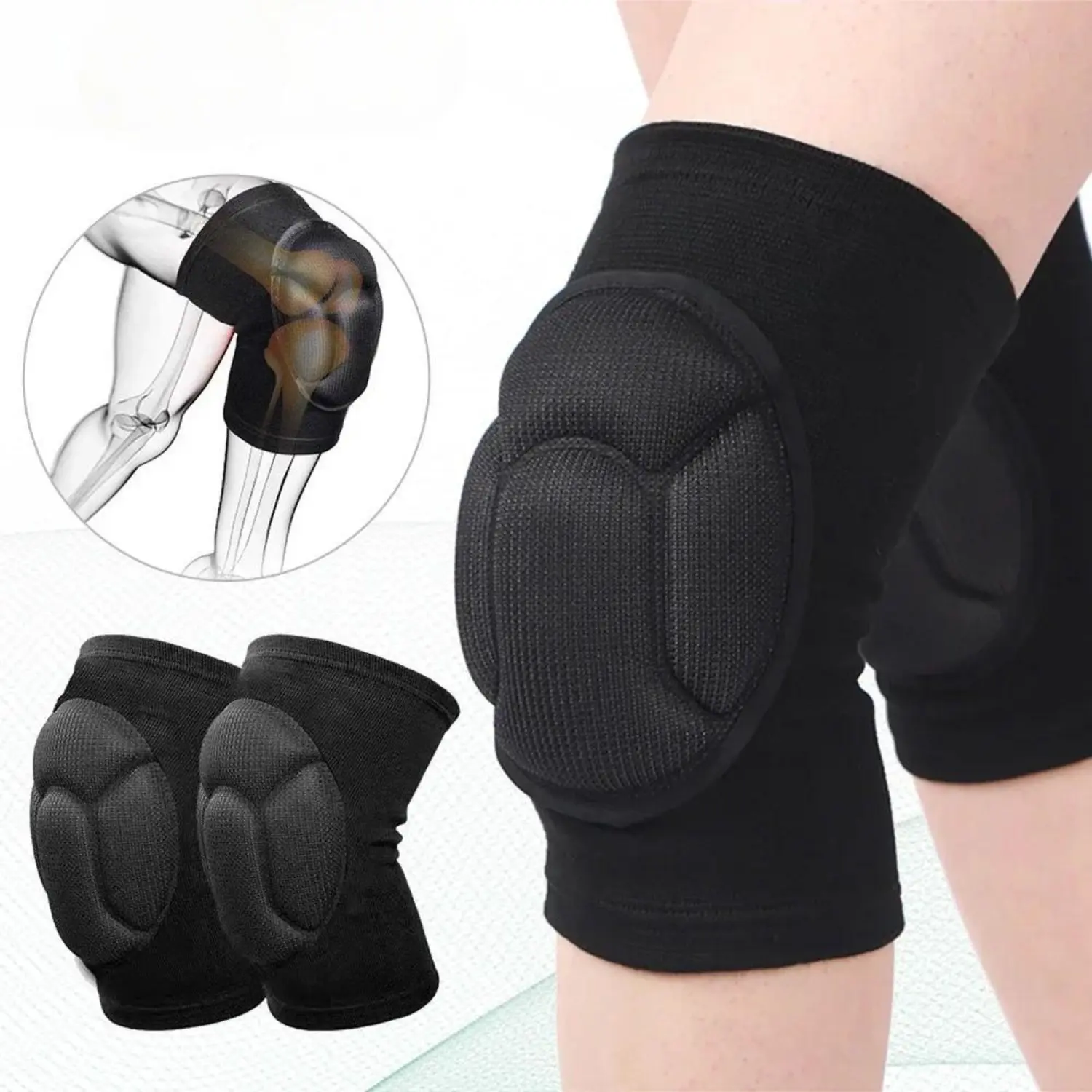 Sports Kneepad Elastic Knee Protector Thickened Soft Knee Brace Unisex Outdoor Activity Accessory Basketball Volleyball Daily Casual Wear Stretch Knee Guard Lightweight Wearable Leg Matching Gear