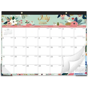 Desk Calendar/Calendar 2026-2027- Jul. 2026 - Dec. 2027, 18 Monthly Desk/Wall Calendar 2026-2027,12" x 15", Thick Paper with Corner Protectors, Large Ruled Blocks - Floral