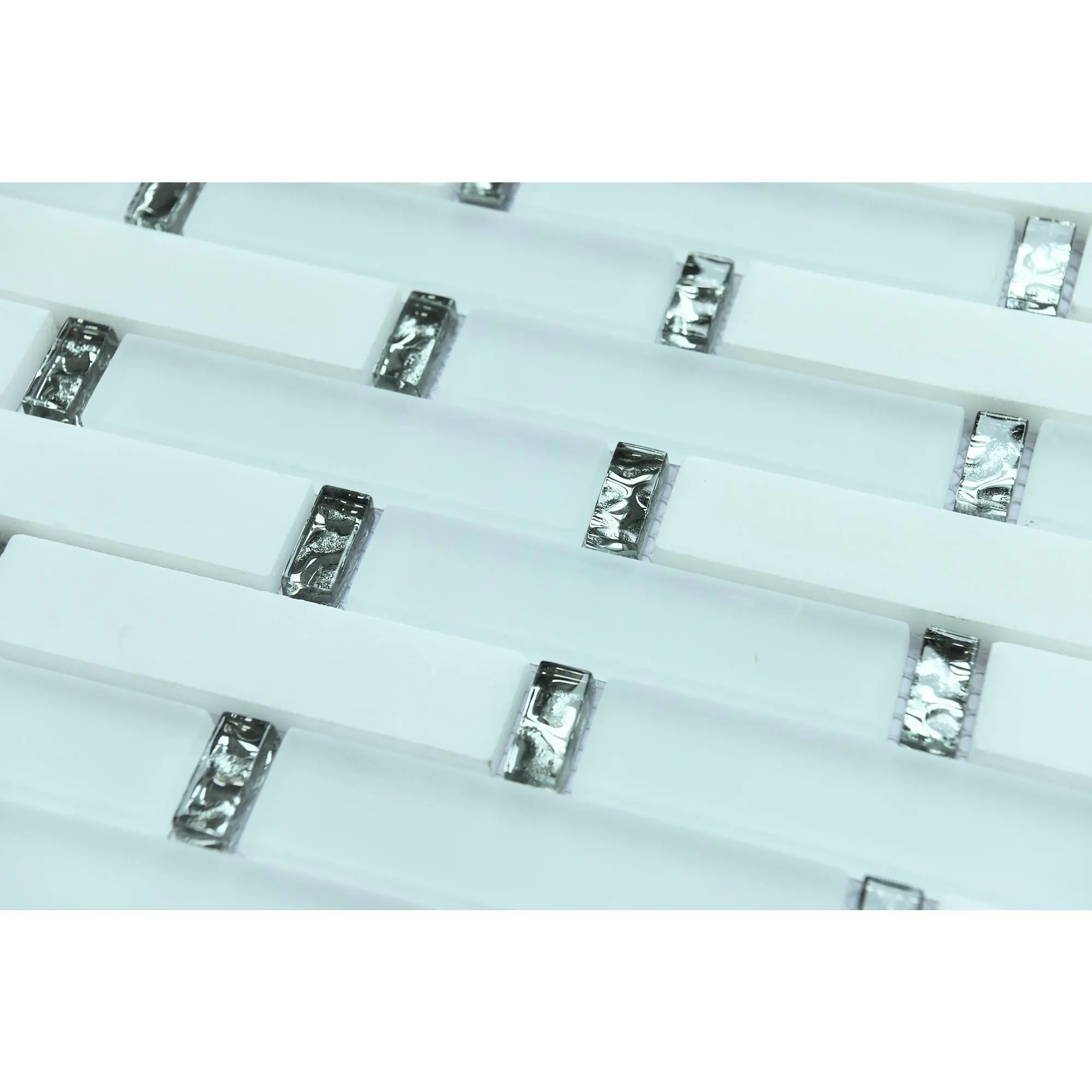 Glass and White Marble Mosaic Tile, Mosaic Backsplash Flooring for Home Improvement Building Supplies, Colored Glass Mosaic Flooring