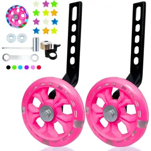 Flash Mute Big Wheel Training Wheels Compatible for 12 14 16 18 20 Inch Single Speed Bicycle (Beautiful rose)
