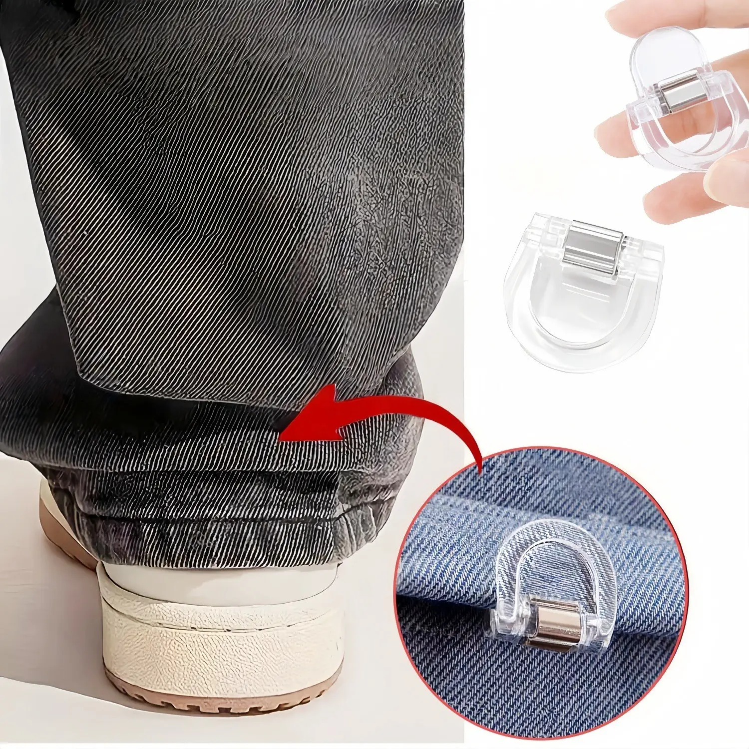 Invisible Seamless Hem Clips, Adjustable Anti-Slip Clips for Jeans, Wide Leg Pants, Fabric Cutting, Strong Grip Plastic Clips, Sewing