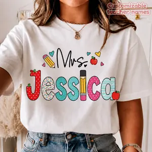 1pc Custom Teacher Shirt, Teacher Name Shirt, Teacher Gifts Personalized, Teacher Appreciation Gifts, Back To School Shirt, Gift For Teacher tiktokshopspringglowup,summervibes outdoorfun（200）