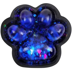 【2025 New】MOBECK 2.76 Inch Cat Paw Squeeze Toy, Starry Sky Cat Paw Squish Toys Fun Squishy Pinch Taba Toy Fufu Kitty Paw Relaxing Stress Toy Kawaii Paw Fidget Toys for Kids Adults Halloween Easter Party Favors (Dazzling Blue)