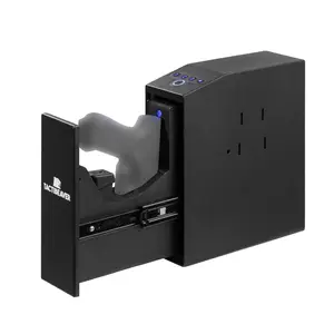 Tactbeaver FLINT Biometric Mounted Defense Safe for Nightstand Desk Shelf Truck Auto Open with Fingerprint Passcode Key Military Grade Construction Quick-Slide Drawer System