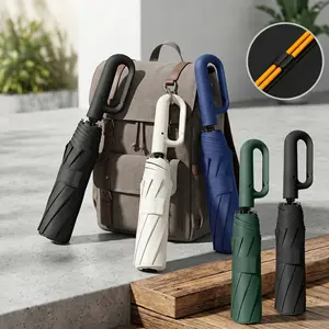 Automatic Folding Umbrella, 1 Count One-Handed Folding Travel Umbrella, Windproof Waterproof Compact Umbrella for Commuters, Reinforced 10-Rib Wind Resistant Umbrella for Men Women
