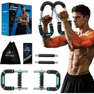 Twister Arm Trainer Chest Workout Equipment for Men & Women, Adjustable 5 Resistance (40-130 lbs) Home Gym Strength Trainer with Anti-Slip Handles & Carry Bag (Blue)
