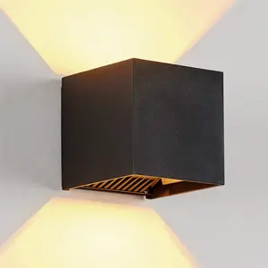 LED Aluminum Cube Square Wall Sconce Waterproof Outdoor Light Exterior Wall Lights fixtuers 20W 100-277V 2800K-3000K Not dimmable Warm Light 2LEDS Black-20W Outdoor Larger Version