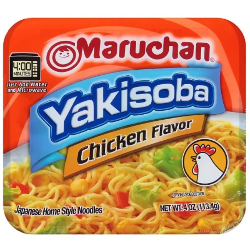 Savory Instant Maruchan Yakisoba Chicken Stir-Fry Noodles, 8-Pack Bulk Food, 4oz Snack for Parties