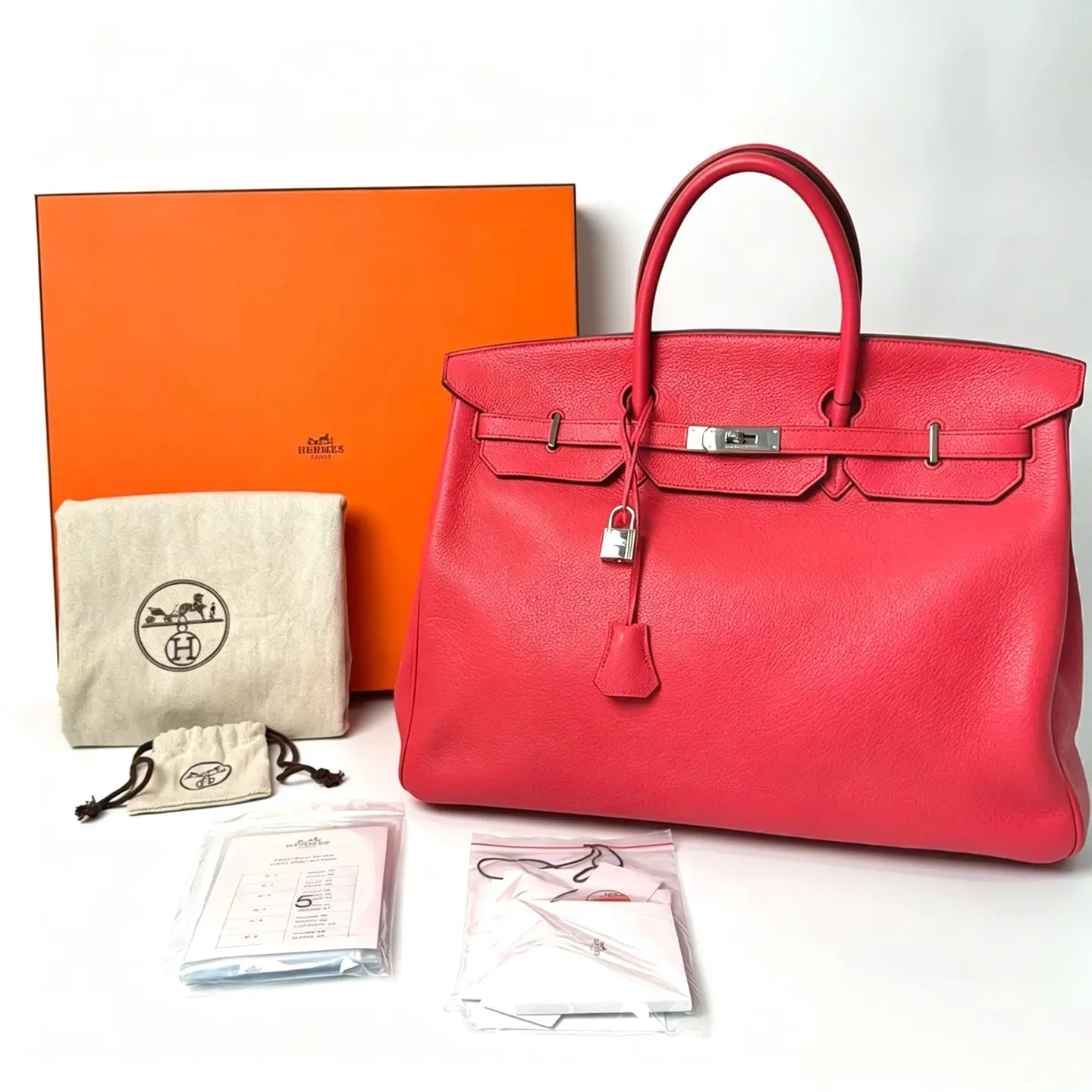 Pre-owned HERMÈS Birkin 40, Rose Jaipur Togo Leather, Silver Hardware Handbag, 2010, Approx. 40cm Base Length, Serial No. N23512760