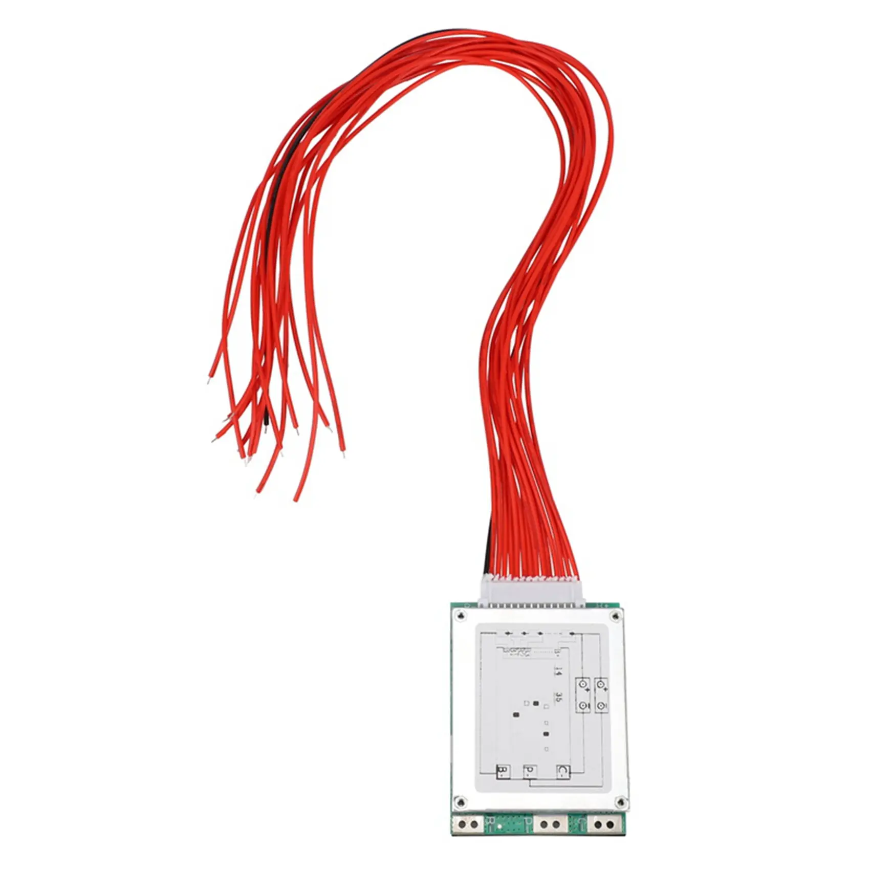 14S 52V 35A Li-ion Battery Protection Board - Metal+PCB BMS with Balance Function, Battery Monitoring, Overcharge Detection, Short Circuit Protection, 58.8V Compatibility, 69*51.5*10mm Size, Cable Wire for E-Bikes, E-Scooters (Silver+Green)