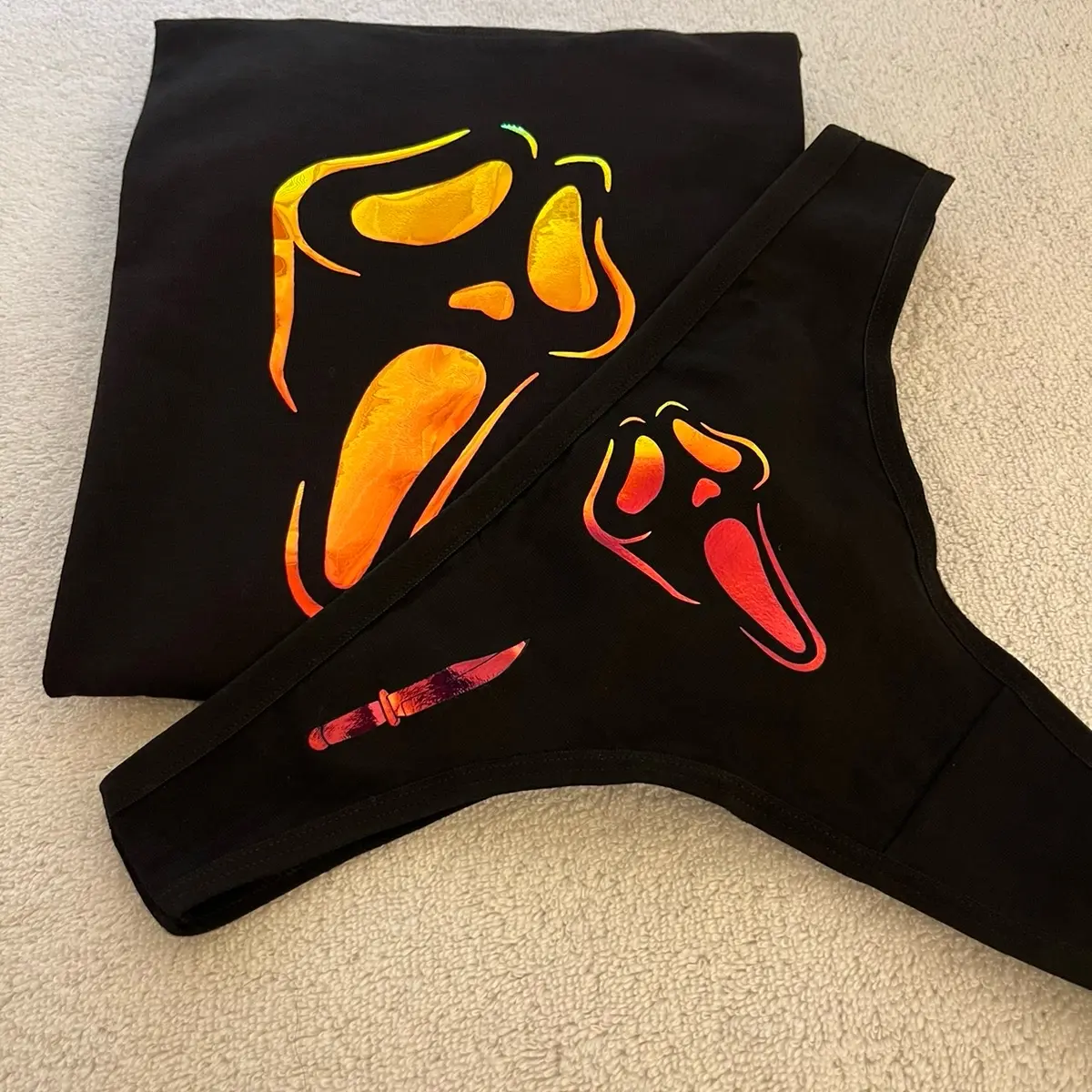 Scream Holographic Chrome Crop Top set