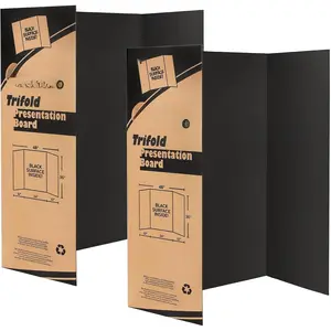 36" x 48" Large Trifold Poster Board, 2 Pack, Black Corrugated Project Boards for Science Fair, School Projects, Event Displays and Business Presentations