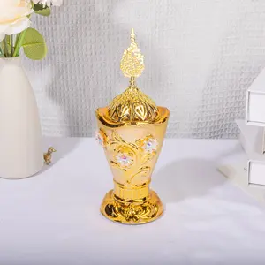 Luxurious Ceramic Incense Burner, Floral Pattern Bakhoor Scent Diffuser, Arabic Style Home Decor Accent Piece