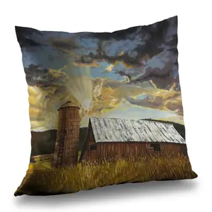 360 stand Hay Barn Yellow Poly Twill Weave Throw Pillow, 14x14 in, Durable Nature-Inspired Decoration with Home Decor Insert, Ideal for Room Decorations, 14-Inch Standard Pillows