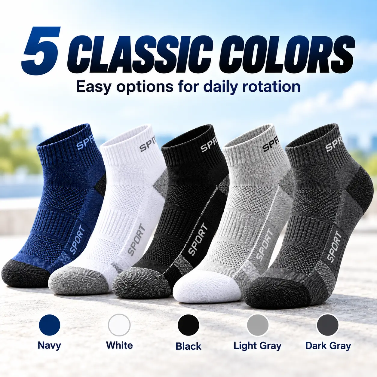Men's Athletic Sportswear Socks - 50 Pairs of Random Color, Fixed Letter Pattern, Reinforced Heel & Toe, Abrasion-Resistant, Breathable, Moisture-Wicking, All-Season Dry Sports Socks for Running, Casual Use, Activewear Menswear