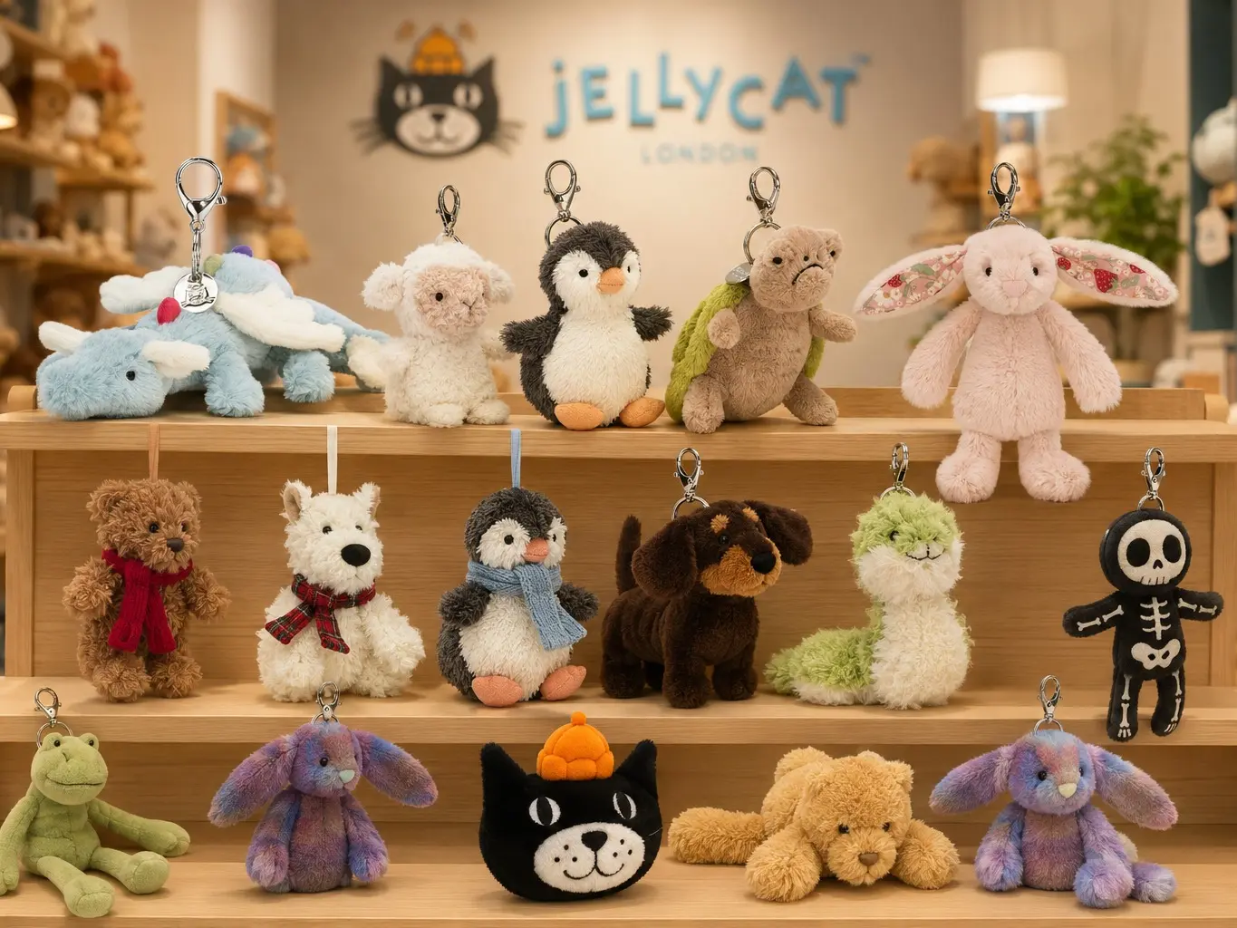 Jellycat Animal Keychain Collection — Official Collection | US Stock + Free Gift Bag