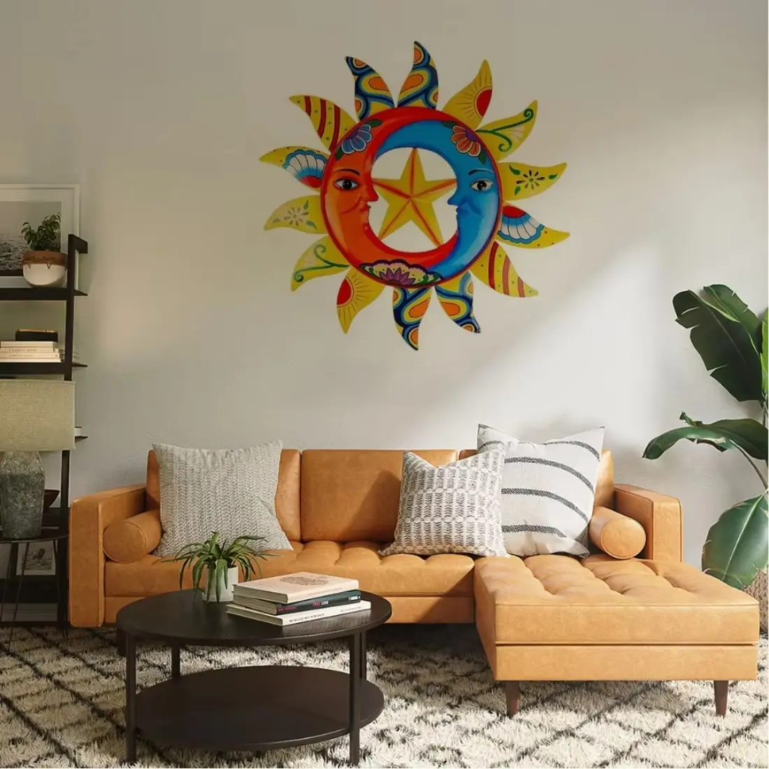 1pc Creative Metal Wall Art of Sun Moon Star - Outdoor Hanging for Garden Decoration, Party, Wall Art Plaque
