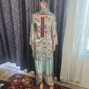 Women's 3-Piece Silk Farshi Suit, Traditional Ethnic Wear for Formal Occasions
