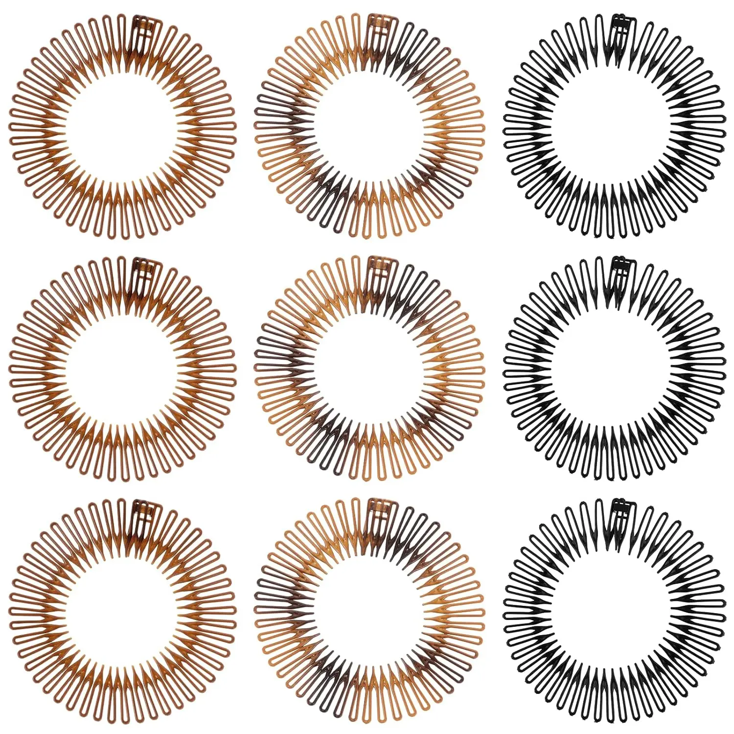 Sibba Headband with Clip 9 PCS Zig Zag 90S Hair Teeth Comb Headpiece Plastic Circular Stretchy Head Band Hairband Curly Twist Bangs Headwear Plait Hairpin Claw Tooth Hoop to Pull Strands of Back Braid Sibba593593_1