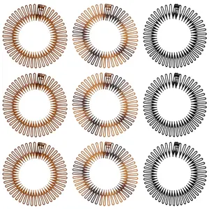 Sibba Headband with Clip 9 PCS Zig Zag 90S Hair Teeth Comb Headpiece Plastic Circular Stretchy Head Band Hairband Curly Twist Bangs Headwear Plait Hairpin Claw Tooth Hoop to Pull Strands of Back Braid Sibba593593_1