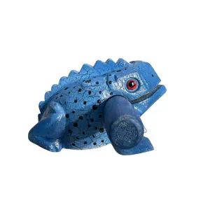 4" Wooden Musical Frog - Blue Dart Design (Percussion Instrument)