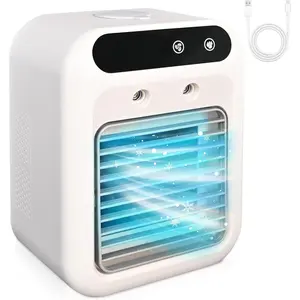 Portable Air Conditioners, Evaporative Air Cooler with 2 Wind Speeds & 2 Cool Mists, Rechargeable Personal Mini Air Conditioner with 3 Timers, Portable Ac Unit Fan for Home Room Camping Car Office RV