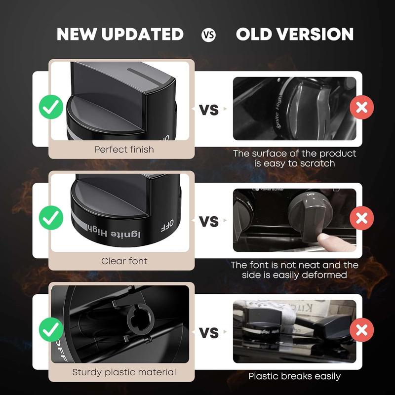 4 Packs Upgraded W10339442 Gas Stove Knobs, Cooktop Surface Burner Control Knobs Replacements, Compatible with Whirlpool Gas Range/Stove/Oven, Replaces WPW10339442 PS11753188 ect