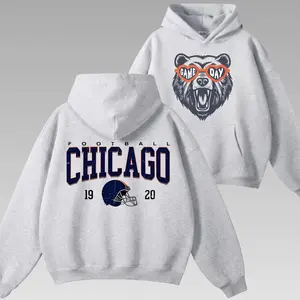 Vintage Chicago Mascot Game Day 2Side Football Crewneck Hoodie, Chicago Team Pullover Hoodie, Chicago Football Game Day Hoodie