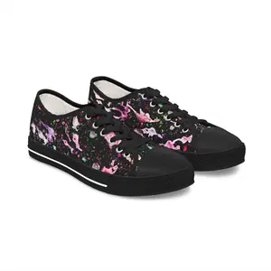 Low Top Sneakers — Galaxy Pink Paint Splatter Women's Casual Shoes