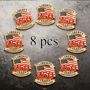 8pcs American Founding Anniversary Lapel Pins, Party Commemorative Badges, Army Memorial Brooches, Patriotic Accessories
