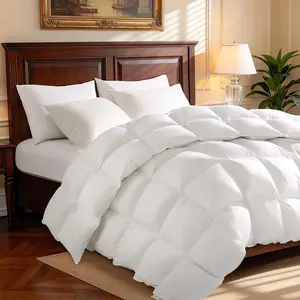 Goose Down Comforter  Size, 600 TC  Cover, 850+ Fill Power,  Season Duvet Insert,  Baffle Box Construction, Ultra Soft Hotel Luxury  Comforter (White, 106x90 Inches)