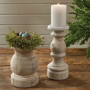Jenny White Washed Candle Holders