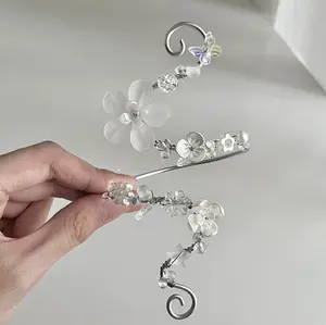 Elegant Floral Arm Cuff Handmade Dreamy White Flower Aesthetic Jewelry