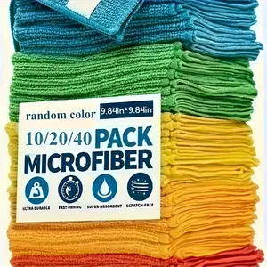 10/20/40-Pack Microfiber Cleaning Cloths, Bulk Pack of Household Towels, Reusable Microfiber Car Towels, Cleaning Cloths, Assorted Colors, 13.8' X 13.8'