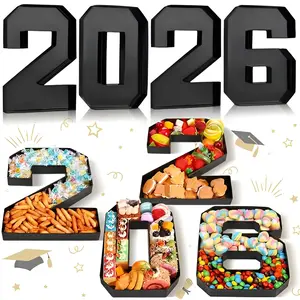 4 Pcs 2026 Graduation Fillable Number Trays 10" Cardboard Charcuterie, Dessert & Snack Serving Trays for Class of 2026 Party Supplies