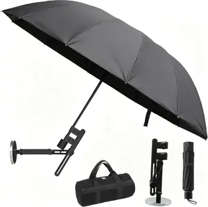 Foldable HVAC Umbrella with Magnetic Base – Keep Dry & Cool for Outdoor, Universal Clip for Wide Compatibility, Compact & Portable Design with 180° Adjustable Angle(Black 52")