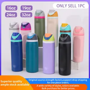 24oz32oz Cat Water Bottle, Stainless Steel Insulated Thermos with Straw, Vacuum Insulated Tumbler, Ideal for Sports, Travel & School, Casual Style wOwala