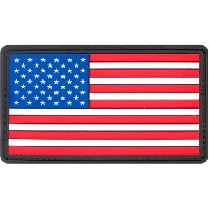 Red White Blue - PVC US Flag Patch with Hook Back