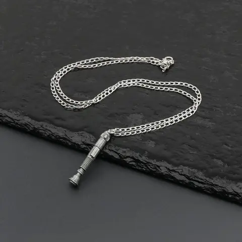 LSW Mini Lightsaber Necklace - Zinc Alloy Jedi Pendant, Casual Short Necklace Chain, Durable Alloy for Daily Use, Buy 1 Get 1 FREE LSW Inspired Gift for Cosplay
