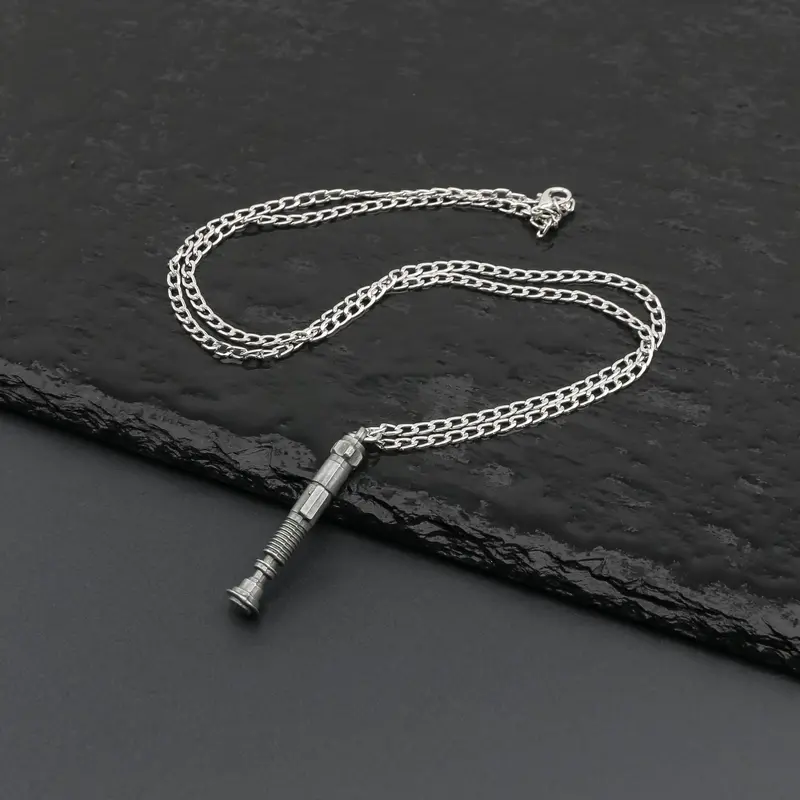 LSW Mini Lightsaber Necklace - Zinc Alloy Jedi Pendant, Casual Short Necklace Chain, Durable Alloy for Daily Use, Buy 1 Get 1 FREE LSW Inspired Gift for Cosplay