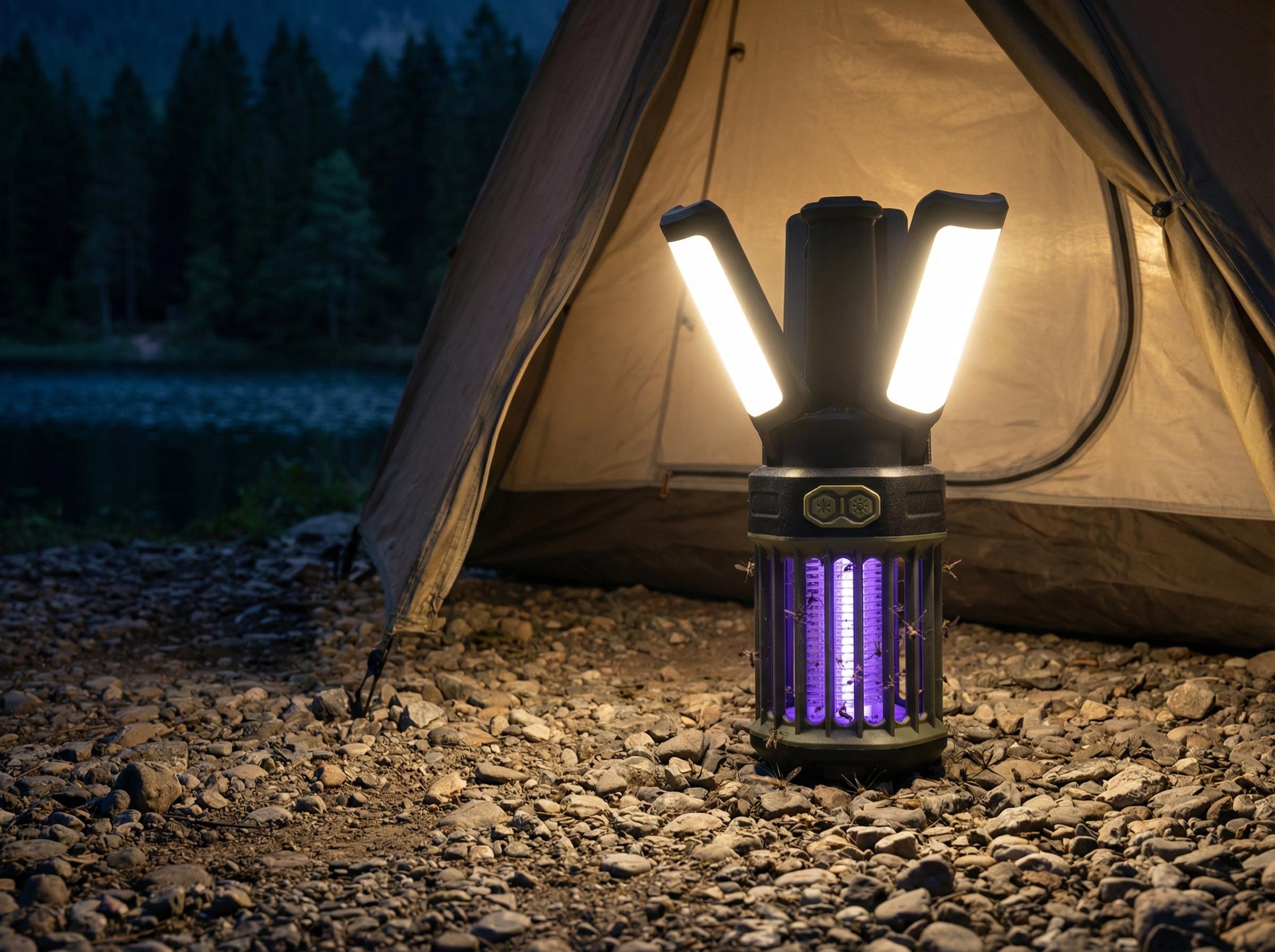 2-Pack Camping Lantern – 3 Color Temperatures (White/Warm/Red), Mosquito Repellent & Light Combo, 3000mAh Long Battery, Adjustable Multi-Angle Head, IPX6 Waterproof, Lightweight Hanging Hook for Outdoor & Home Swivel Headrest Chair