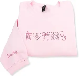 Embroidered Nurse Icons Sweatshirt, Coquette Nurse Shirt, Medical Sweater, Nurse Graduation Gifts, Nurse Appreciation Sweatshirt, Gift For Mom