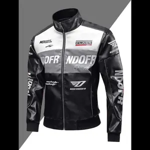 Men’s PU Leather Jacket, Stand Collar Design, Glossy Finish, Windproof & Durable, Casual Style, Perfect for Motorcycle & Streetwear, Activewear