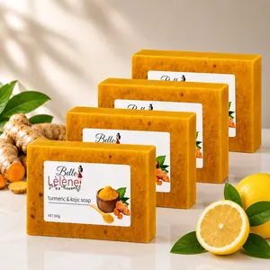 Belle Lèlène Turmeric & Kojic Soap Bar | Botanical Cleansing Bar | Daily Face & Body Soap | 100g