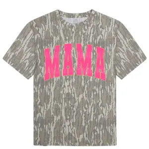Pink Mama Mossy Oak Wash Out Turkey Track Tee Bottomland Camo Tee Unisex Design Comfortable Fabric Classic Sport Style Baseball Jersey Top