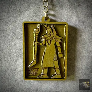 Mayans TCG Treasure Dark Magician Eternal Soul Keychain - 2" Durable Wood, Hand Painted, Acrylic Resin Filled, Inspired by TCG & Anime Series