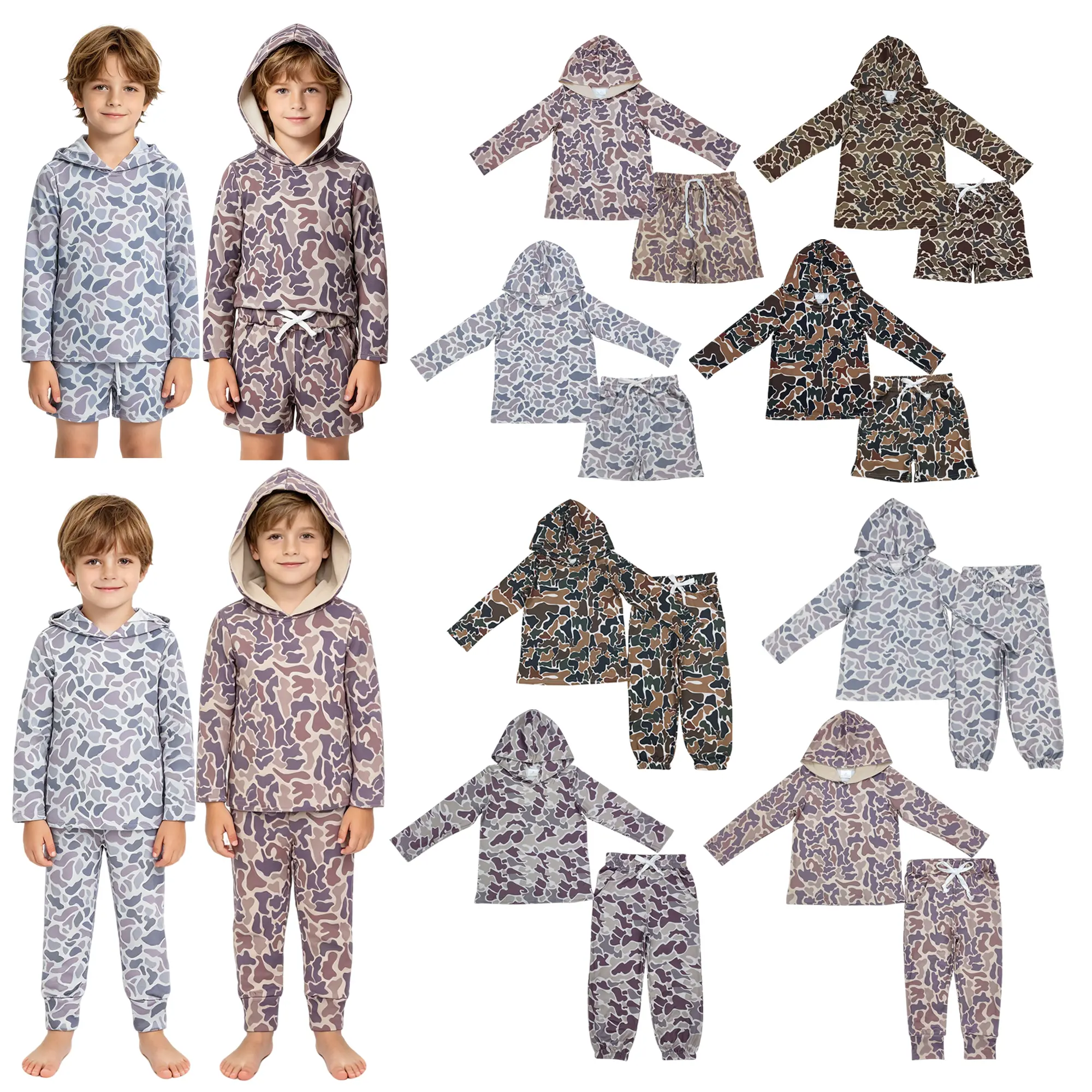 Kids clothing toddler boy outfit  camo boy winter pants set camouflage clothes toddler hoodies set